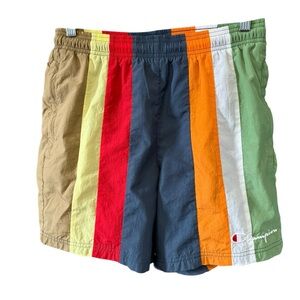 Champion Nylon Swim Trunks Mens S Color Block Lined Pockets Board Shorts ✅